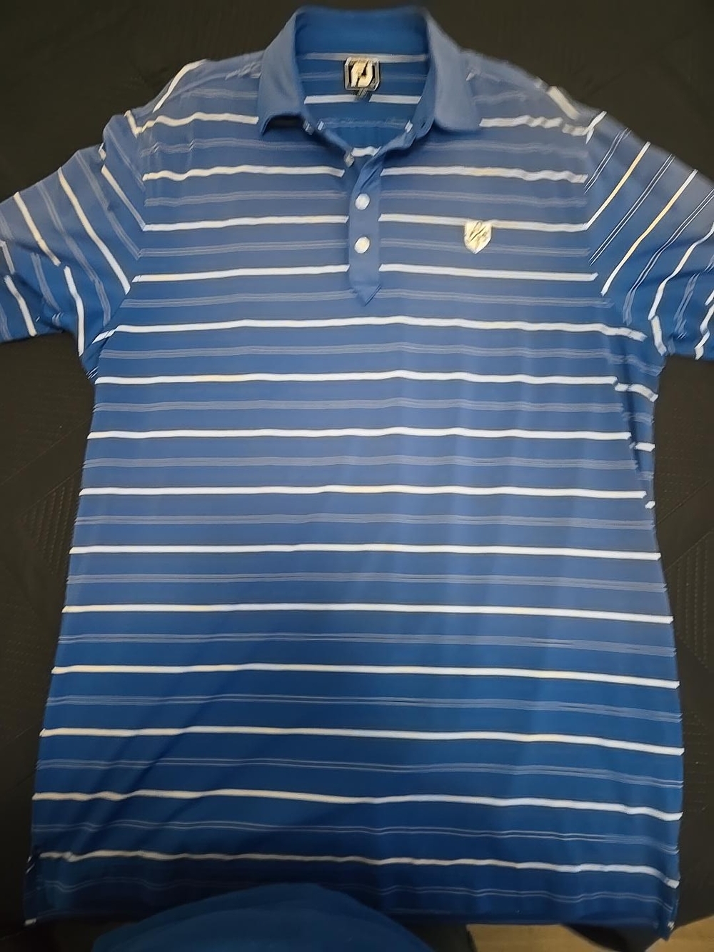 FootJoy Royal Blue and White Striped Performance Polo With A Fade. #621